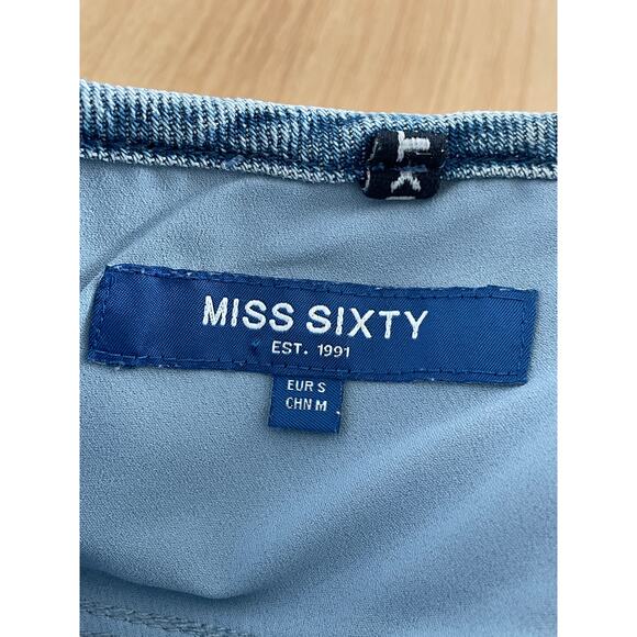 Miss Sixty Strapless Denim Corset Mini Dress Small | Lace-Up Front  Y2K Retro - Picture 9 of 11